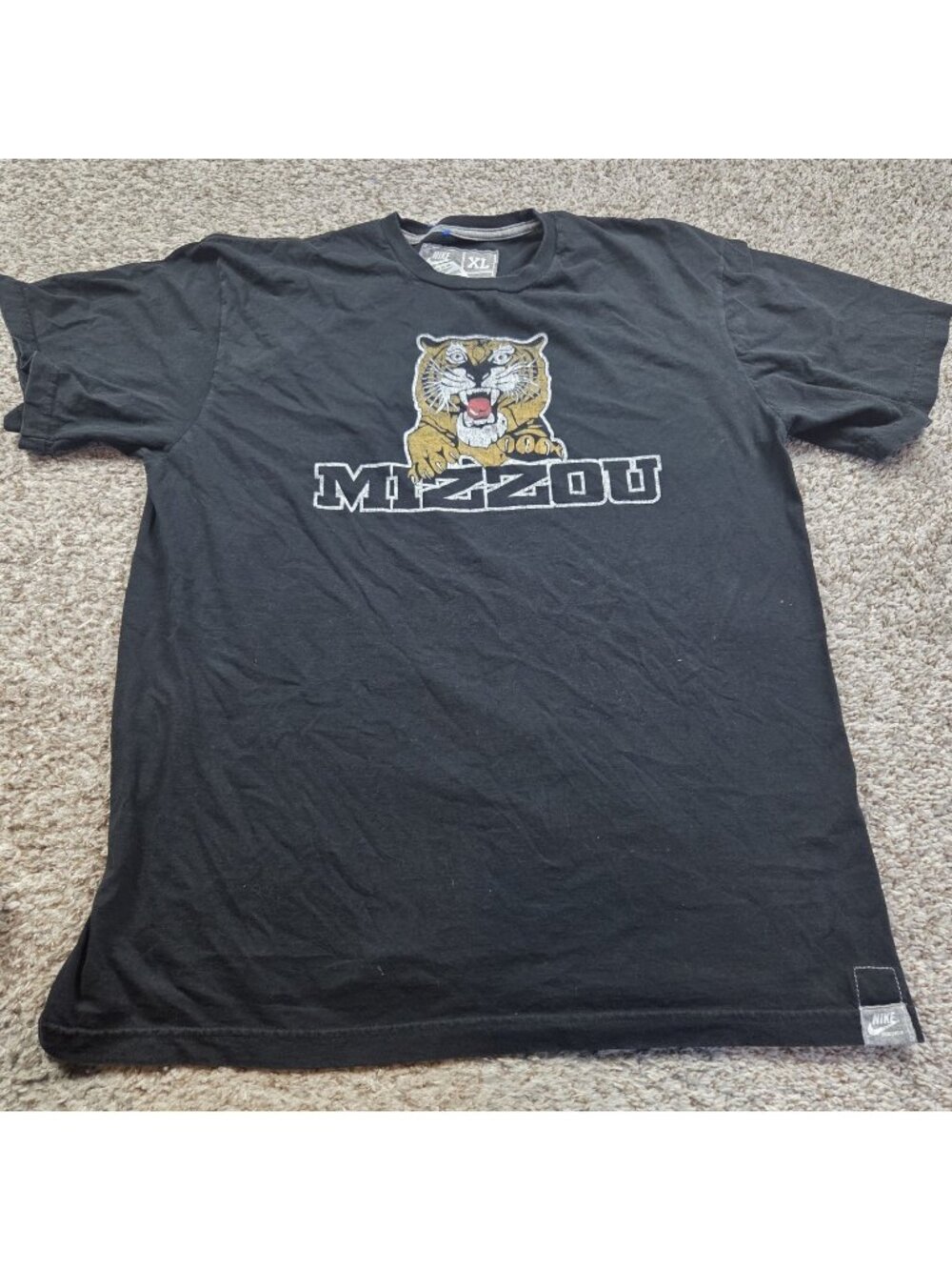Missouri Tigers Shirt Mens XL Black Nike Dri-Fit NCAA Retro Sportswear